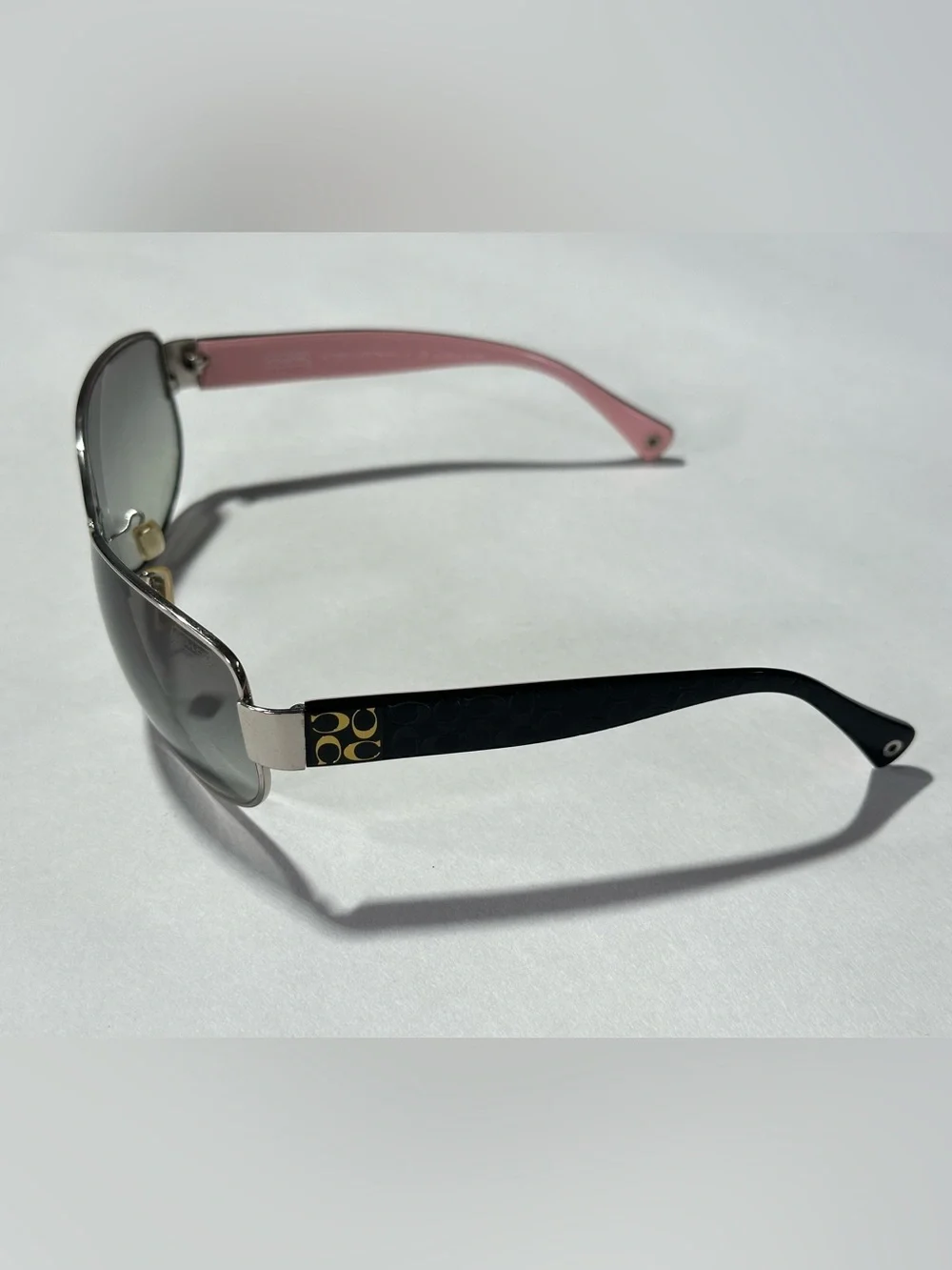 Coach Designer HC7001 Taylor Sunglasses Silver/Pink w/Case McBling Y2K Beach